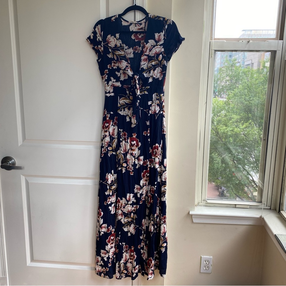 Blue floral ankle length dress